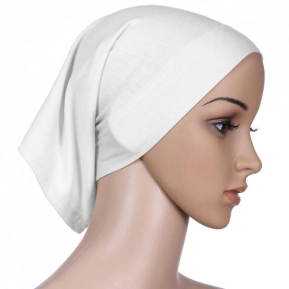 Kvinder bronzing blade chiffon hår tørklæde sjal hijab tørklæde wrap ensfarvet muslimske tørklæder 18 farver: Indre hat hvid