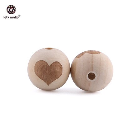 Anneau de dentition let's Make 10 pièces | Perles en bois d'érable, étoile en cœur de alimentaire, anneau de dentition en bois, de dentition, produit pour bébé: Heart