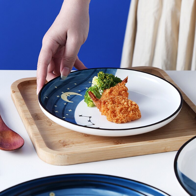 10 inch starry sky ceramic plate fruit is vegetable salad dessert plate dinner steak plate household kitchen tableware