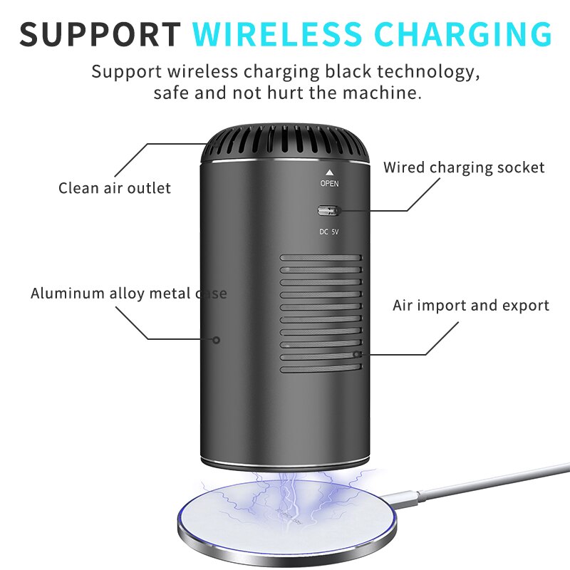 Luchtreiniger Met Uv Ontsmettingsmiddelen Ondersteuning Draadloos Opladen Voor Thuis Hepa Diepe Filter Uitgebreide Mute Desinfecteren