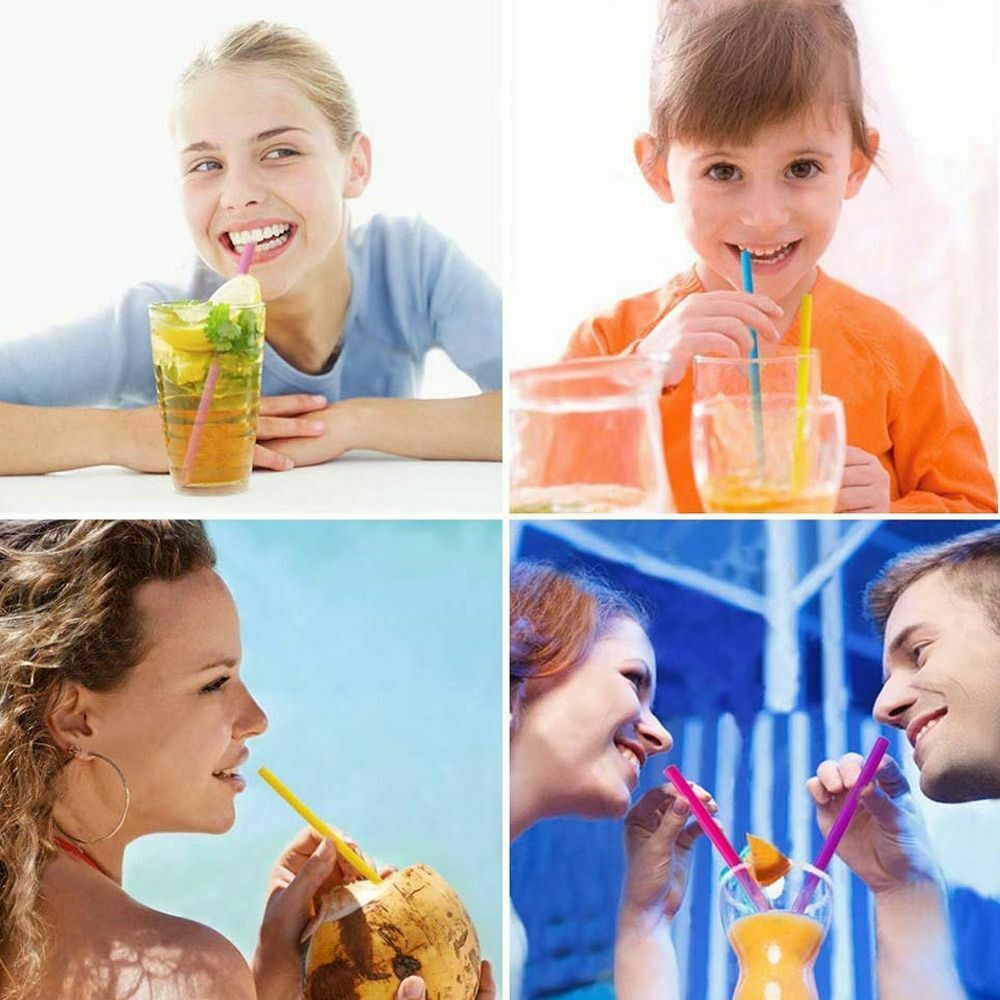 Ensemble de 6 pailles réutilisables en Silicone, longues et flexibles avec brosses de nettoyage pour gobelets de Bar de 20 oz