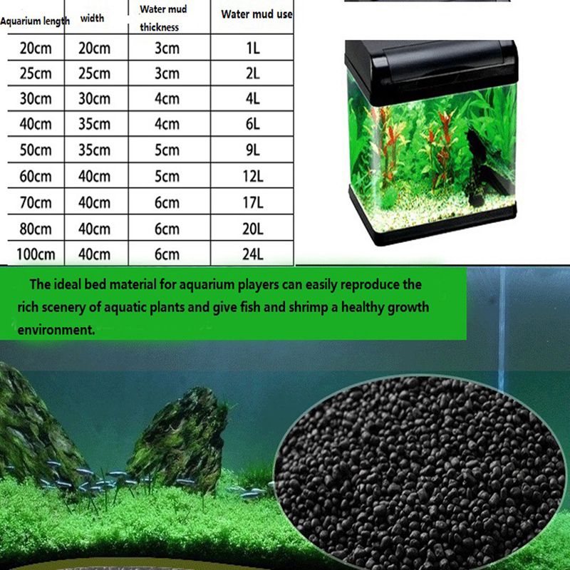 Planta de acuario no tóxica, sustrato de acuario negro, planta de grava para cultivo de agua, accesorios para acuario