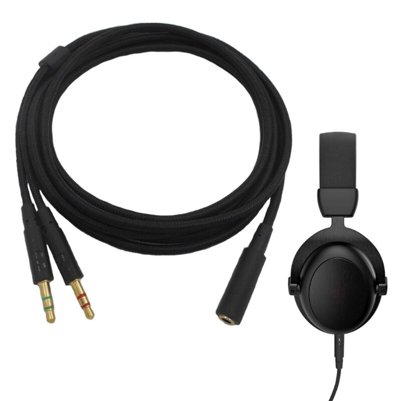 3.5mm uniwersalny 2 w 1 gamingowy zestaw słuchawkowy Audio-przedłużacz kabla do HyperX Cloud II/Alpha-/Cloud Flight/Core Headphone