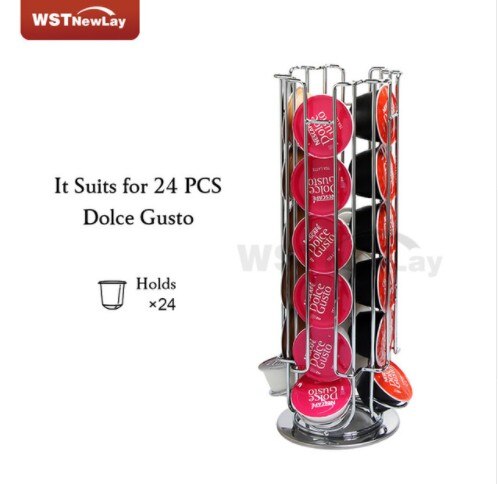18/24 /32 kopper roterbar kaffepudeholder jern forkromning display kapsel rack stativ opbevaringshylder til dolce gusto kapsel: 3