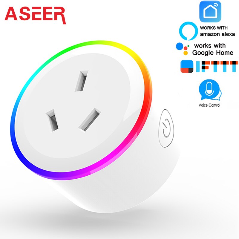 ASEER Tuya Smart Leben steckdose, EU wifi steckdose, RGB LED szene modi UNS mini wifi outlet, timer steckdose Alexa Google IFTTT