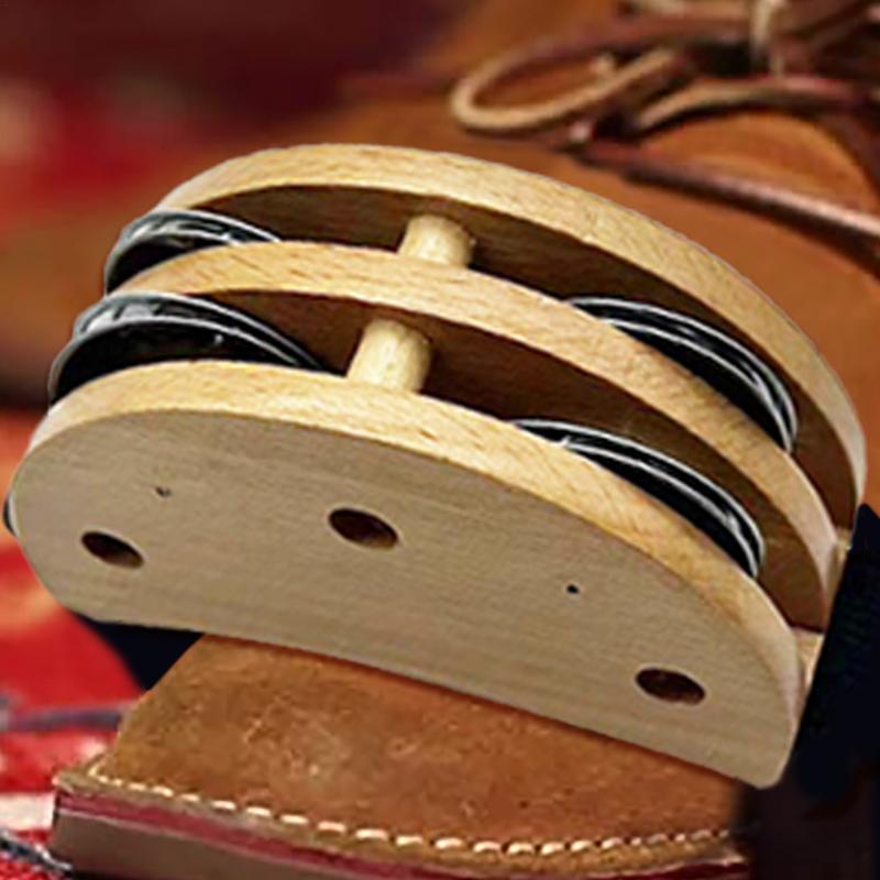 Feet Tambourine Wooden Small Foot Tapping Tambourine Metal Jingle Bell Foot Percussion Shakers Foot Drum Set For Guitar Drum