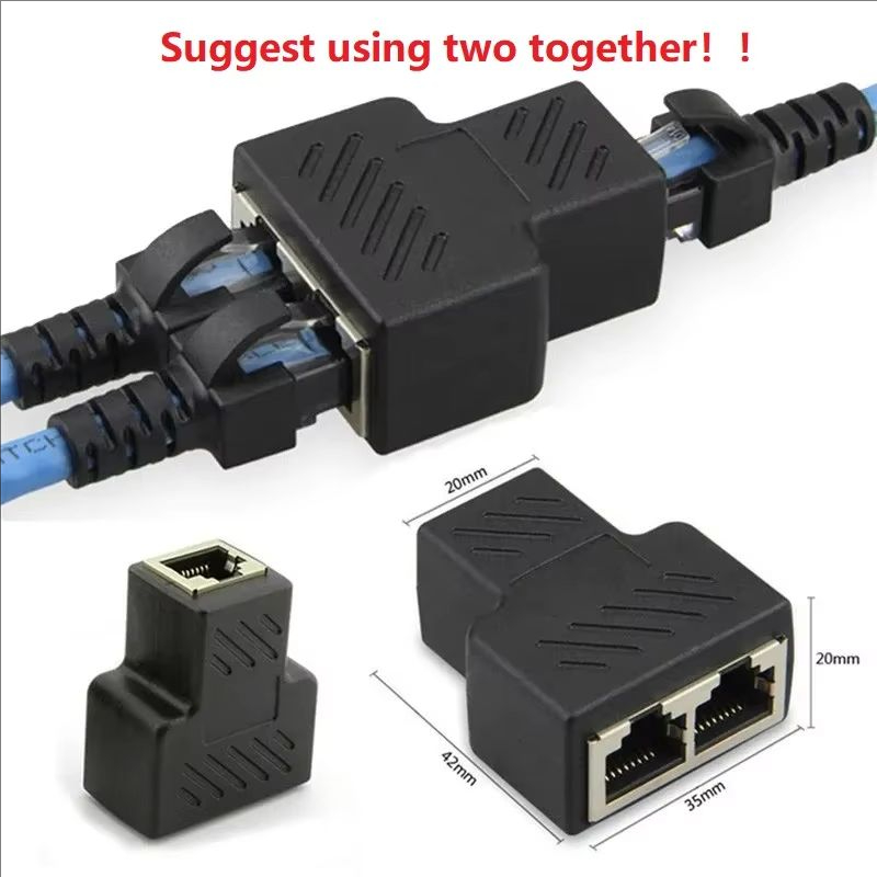 8P8C adapterconnector netwerk RJ45 verdeler Ethernet 1-op-2 expanderstekker (augustus met twee samen)