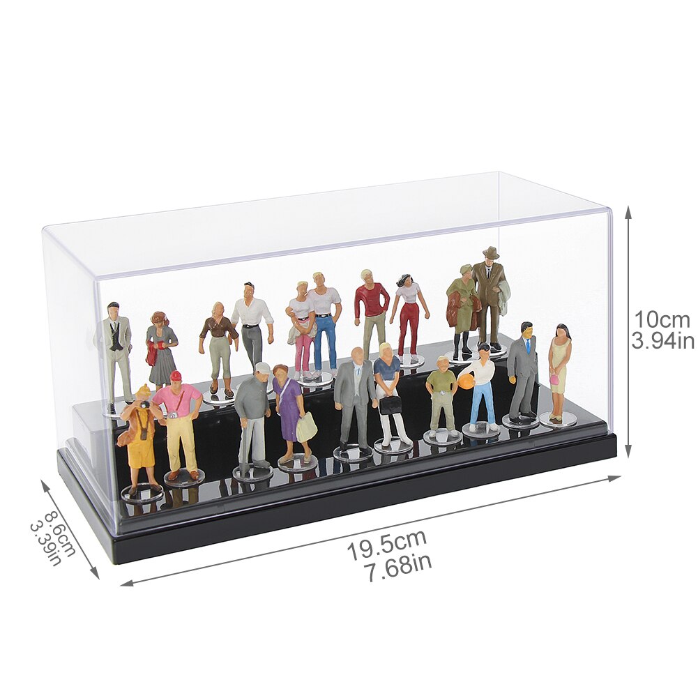 20 Pcs Alle Staande O Schaal 1:43 Geschilderde Figuren Passagiers Terug Thuis Desktop Decor Acryl Display Case P4307T