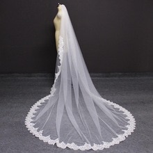 Velo de novia largo con borde de encaje parcial, lentejuelas y purpurina, 3 m unidades , con peine, color blanco marfil, 300cm velos de novia largos, accesorios de boda
