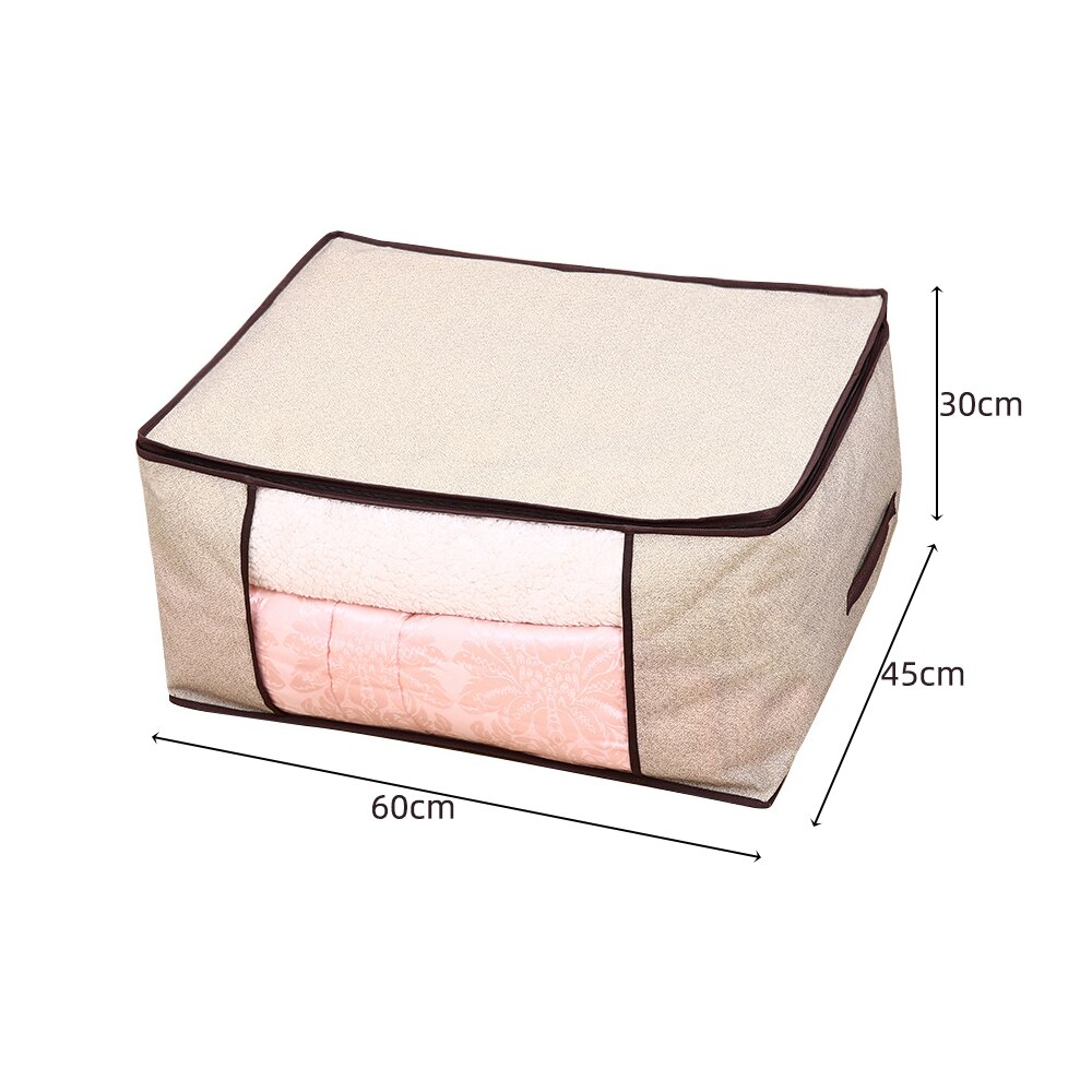 Niet Geweven Stof Opbergdoos Vouwen Opbergtas Clear Window Rits Organizer met Handvat voor Quilt Kleding Met Handvatten: B6 60x45x30cm