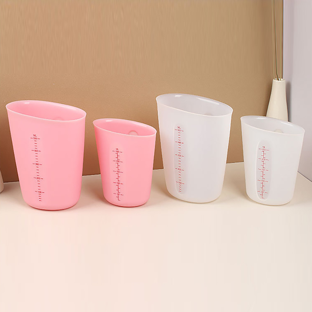 Tasse à mesurer en Silicone avec échelle, tasse à mesurer transparente, tasse à mesurer souple résistante à la chaleur, outil de cuisson 1 pièce