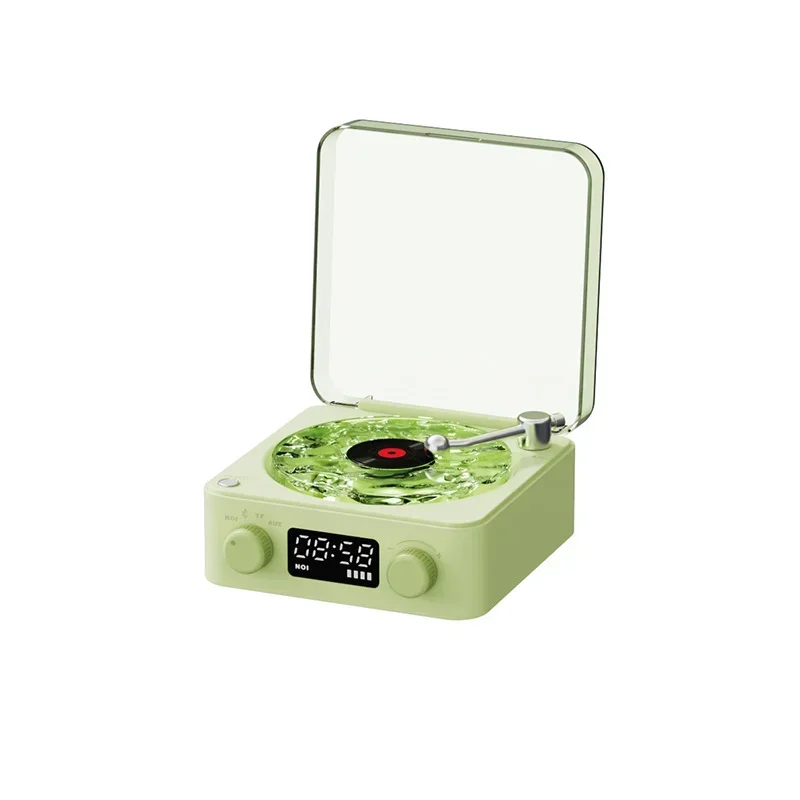 Boxă bluetooth cu player de vinil waves și zgomot alb, platan retro, ajutor pentru somn, difuzor în formă de vitrola cu lumină rgb: Negru