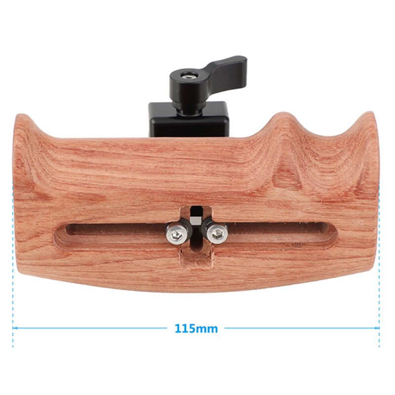 Wooden Handle Grip with NATO Clamp Connection for DSLR Camera Cage Rig (Either Side)