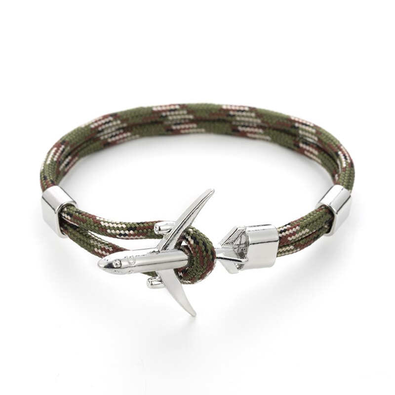 20 farben Silber Anker Armbänder Männer Frauen Charme Seil Kette Paar Armband Metall Flugzeug Leder Haken Homme Schmuck: FS-03