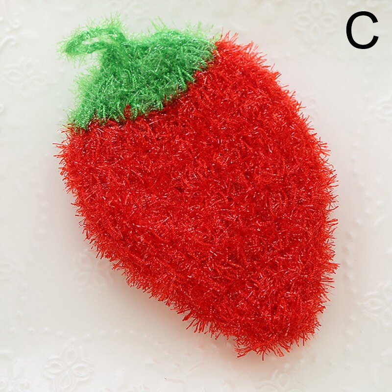 1Pc Strawberry Polyester Yarn Dish Cloth Kitchen Cleaning Brush Dishwashing Brush Cleaning Brushes Pot Pan Sponge Scouring Pads: C