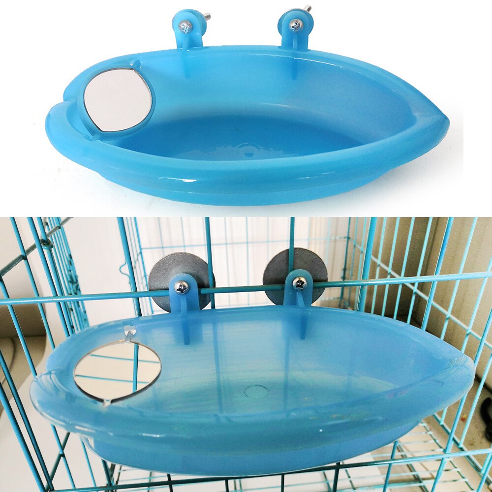 Bird Bathtub With Bird Mirror Small Oval Bird Bathtub Pet Cage Accessories Parrot Bath Shower Bathing Supplies Standing Box