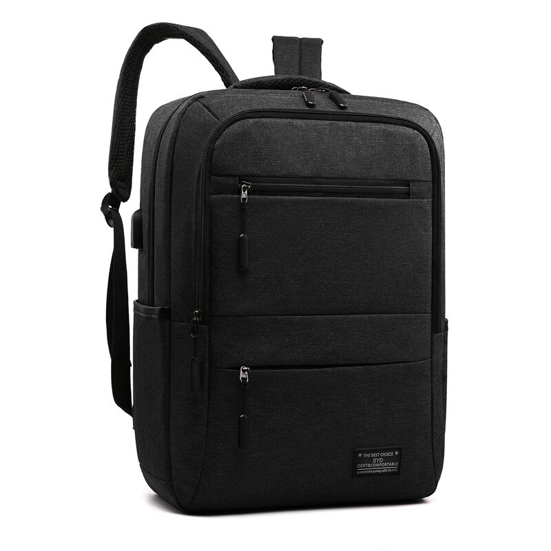 15.6 Inch Men Laptop Backpack Business Backpack Usb Charging Computer Backpacks Travel Large Capacity Nylon Men Bag: black