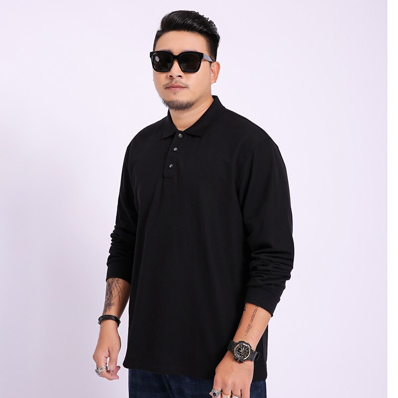 Plus size 5xl 6xl 7xl 8xl forårs business polo shirt herre langærmede mandlige poloer casual polo homme