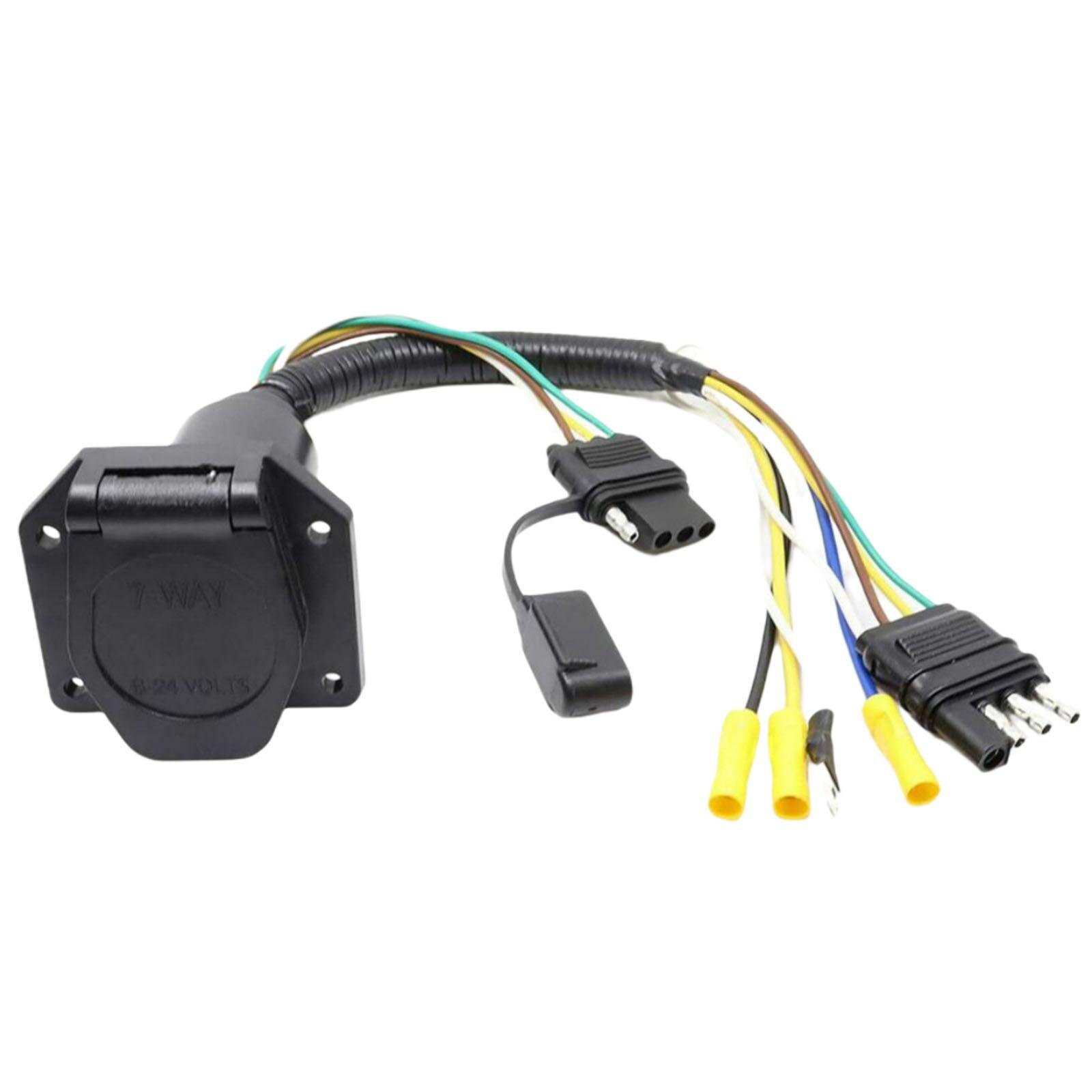 4 Pin to 7 Way Blade RV Trailer Wiring Adapter Black Long Lifespan Wire Harness Converter Cable Plug for Towing Solutions
