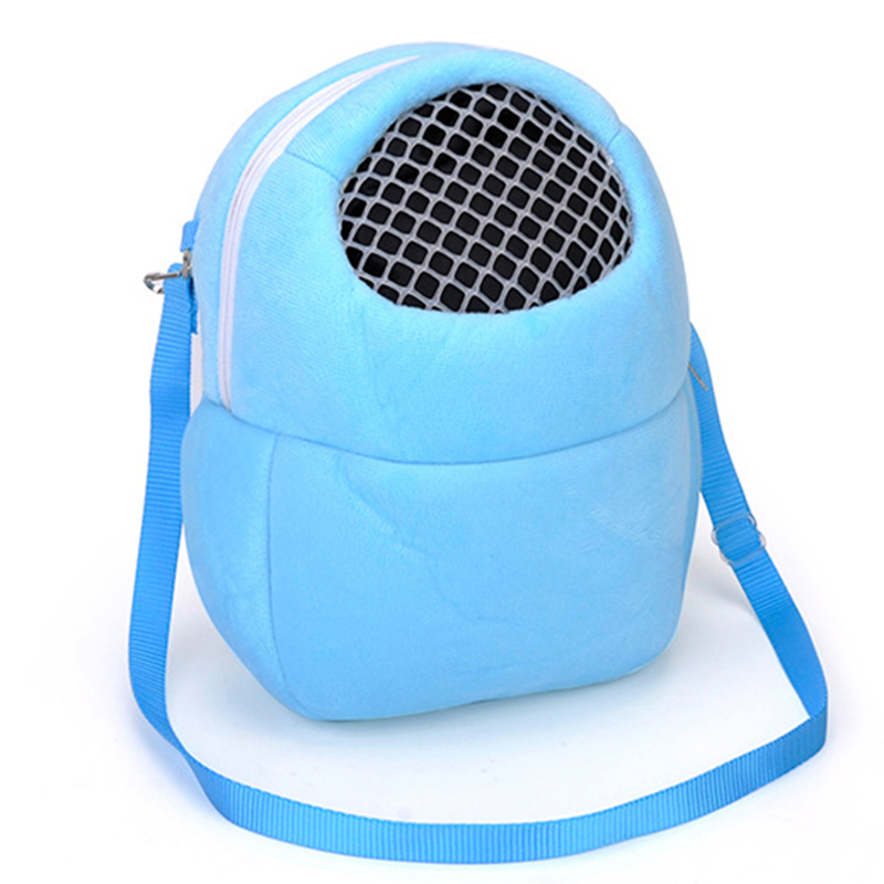 Pequeña mochila para mascotas, bolsa de hombro para hámster transpirable con malla para salir, ardilla, Chinchilla, cerdo holandés, algodón: Azul / S