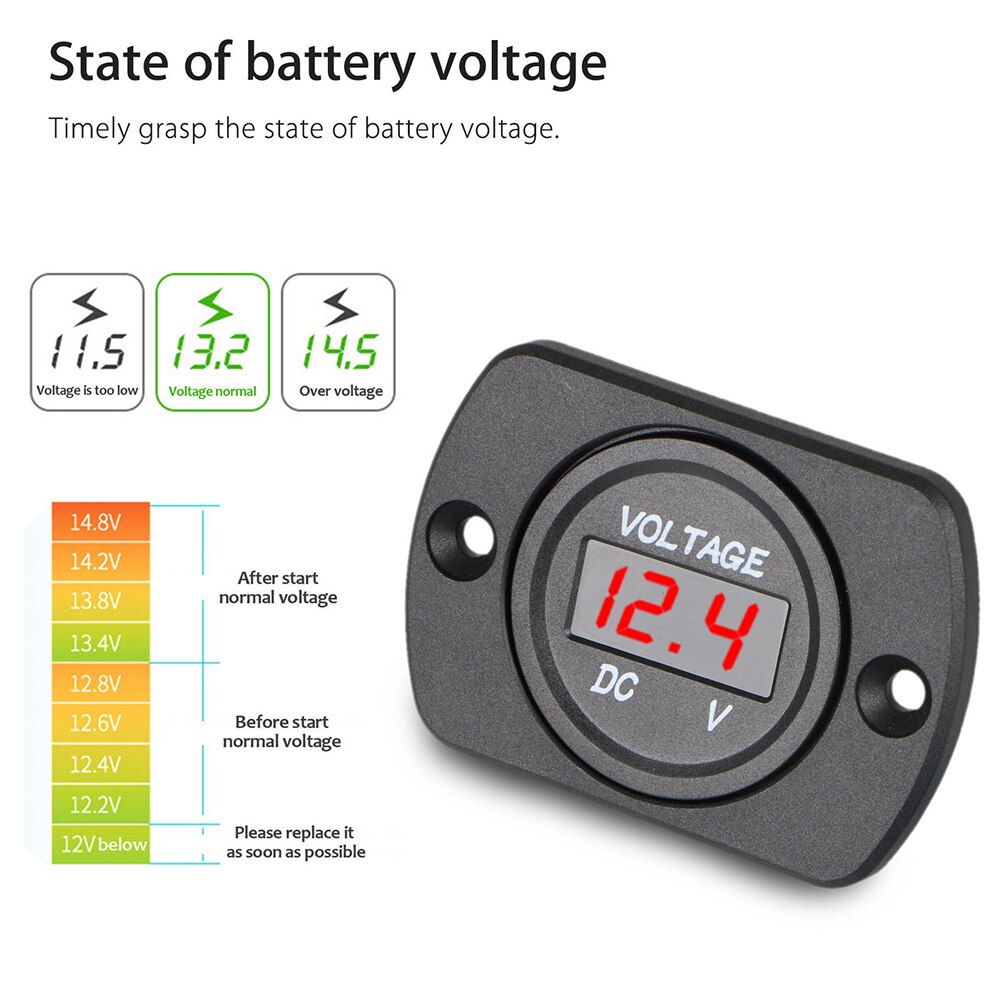 Voltmeter Car Motorcycle Portable Durable Battery Gauge Easy To Use Universal Led 12-24V Digital