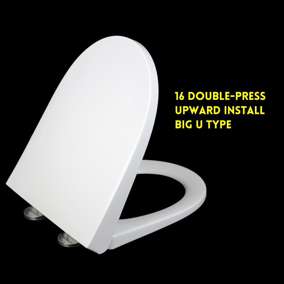 1Pcs PP Universal Slow-Close Toilet Seat Lid Cover Set Thicken Replacement Antibacterial Square Round U Type Toilet Seats Cover: D Big U Type 16