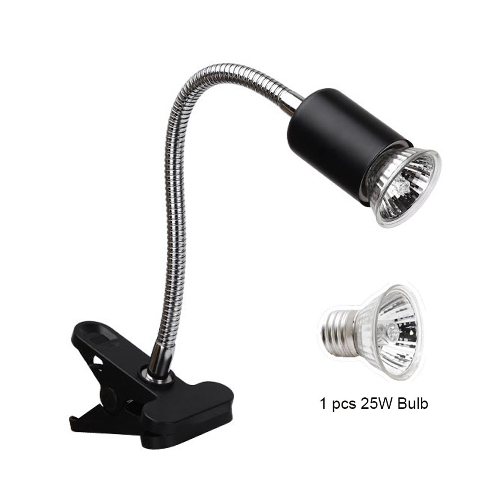 Reptiel Schildpad Warmtelamp Koesteren Lamp Heater Verstelbare Met Clip Aquarium Lamp Inbegrepen Voor Reptielen Hagedis Schildpad Leguanen: BLACK-EU-25W