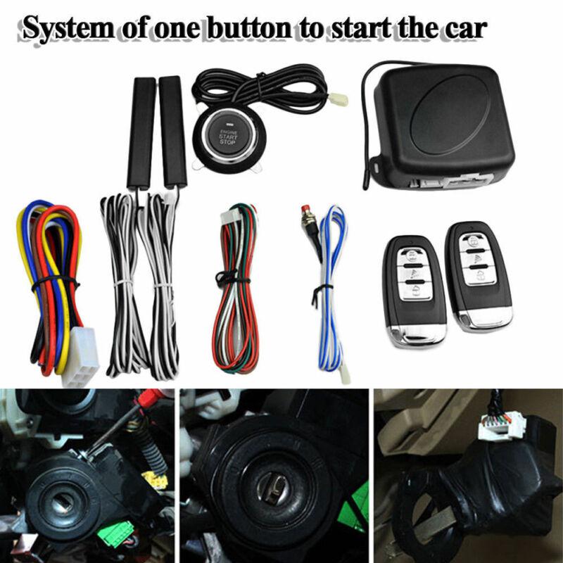 12V Universal 8Pcs Car Alarm Keyless Start Security System PKE Induction Anti-theft Keyless Entry Push Button Remote System