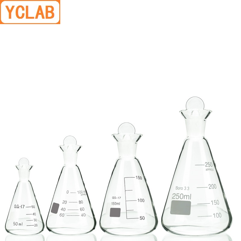 Yclab 250ml jodiumkolf conisch borosilicaatglas 3.3 brede tuit met standaard grondstop laboratoriumchemie-apparatuur