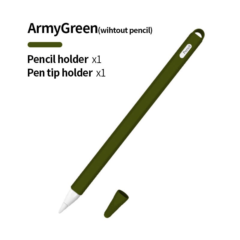 Soporte de silicona suave para Apple Pencil, 2. ª generación, piel de lápiz, iPad, Lápiz de pantalla táctil, accesorios para iPad: Army Green