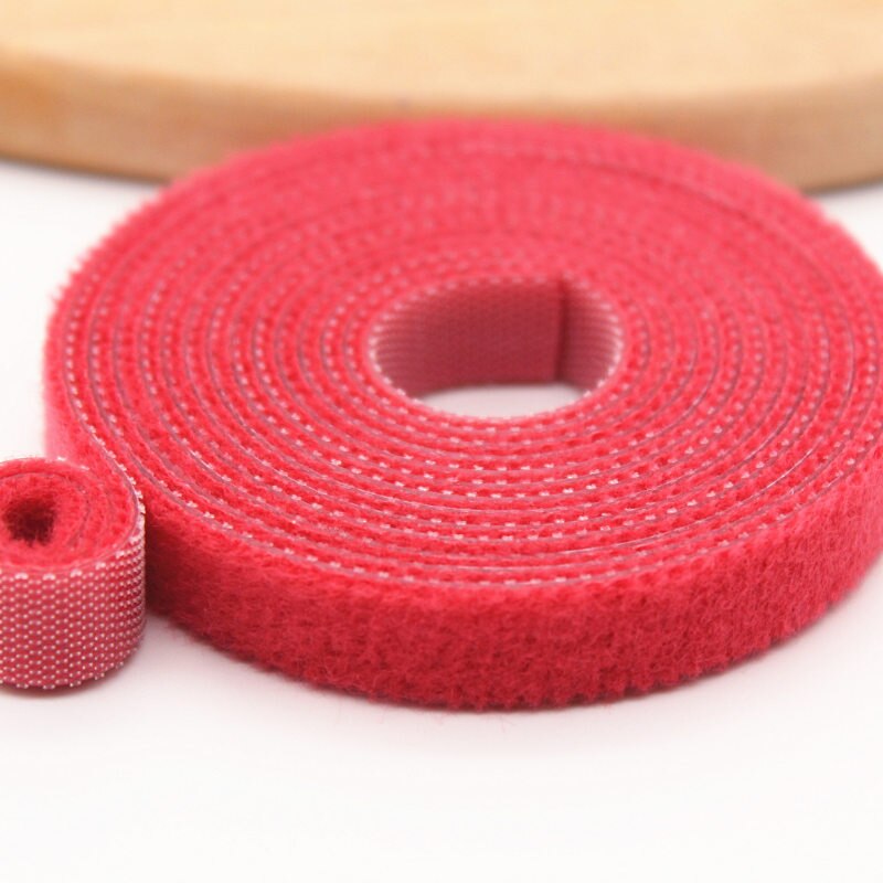 2yards/roll 10mm Cable tie Self Adhesive Fastener Tapes Cable Tie Adhesive Nylon Fastener Cable Tape Diy Office accessories: 10mm Red 2yards