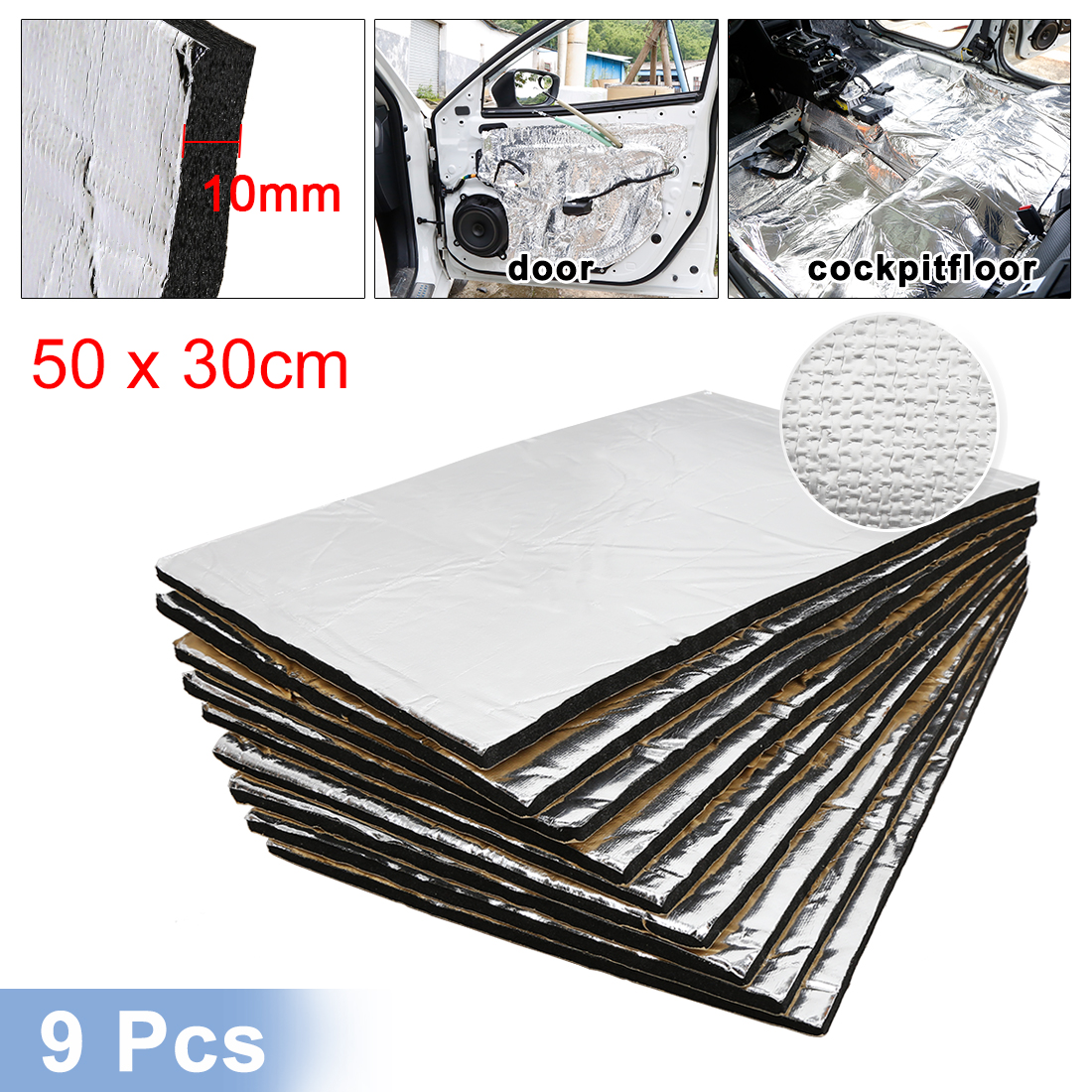 Uxcell-manta isolante de calor e som automotivo, 12 ou 50cm x 30cm, isolamento da temperatura, impermeabilização: 10mm9pcs Alumina