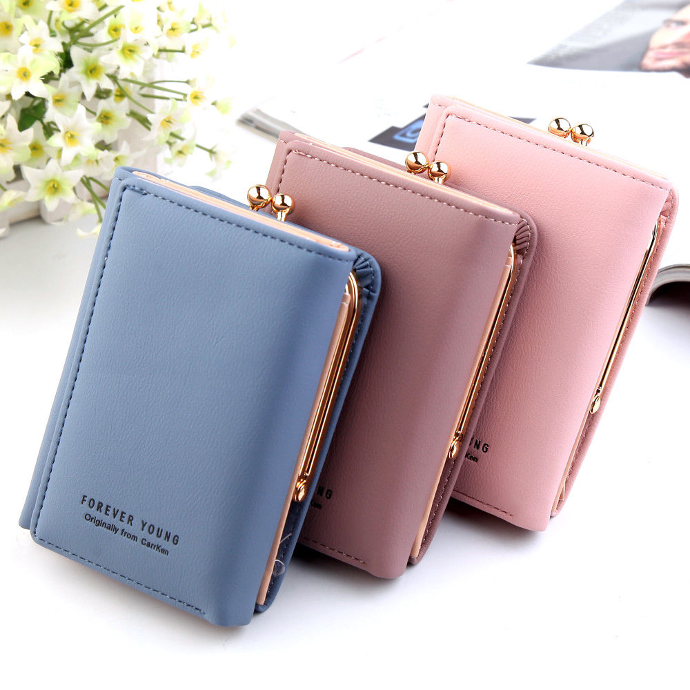 Cute Women's Wallet Mini Clutch Bag PU Leather Three Fold Credit Card Holder Purse