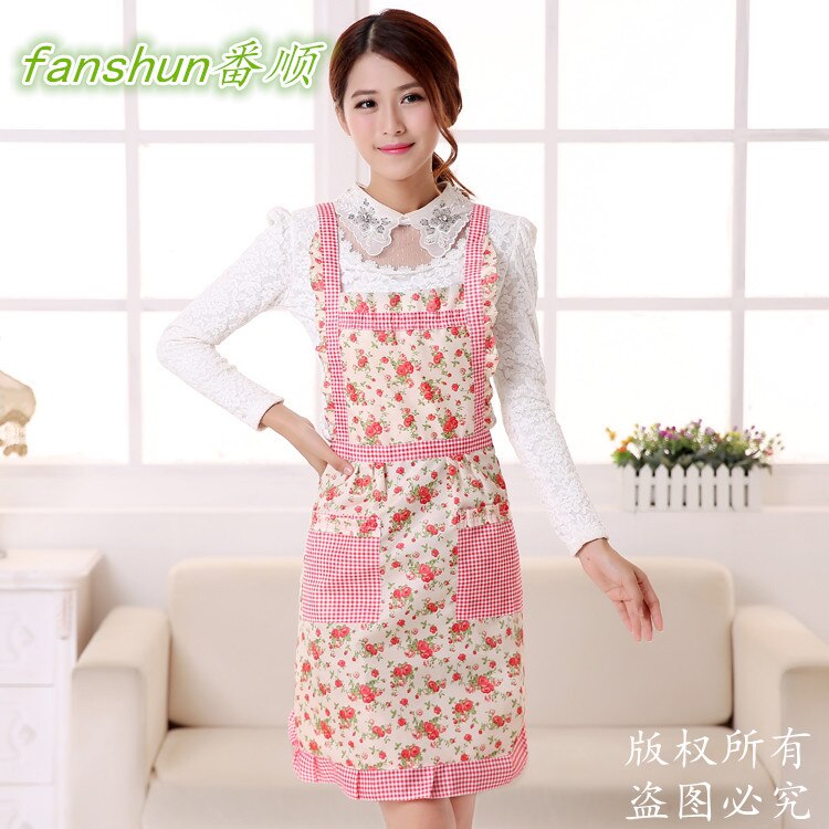 Waterproof Aprons Women Floral Apron Kitchen Restaurant Cooking Chef Bib Aprons Cartoon Pig Printed Stripe: B