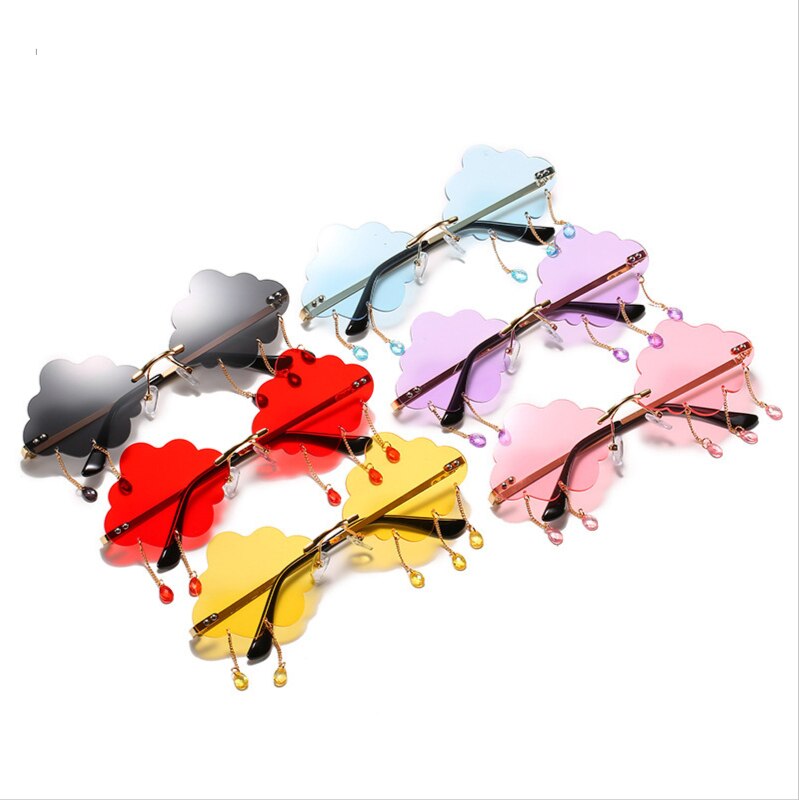 Nube de lluvia de gafas de alto perfil de tendencia de de calle, de tipo click gafas de sol sin marco de lente gafas de sol