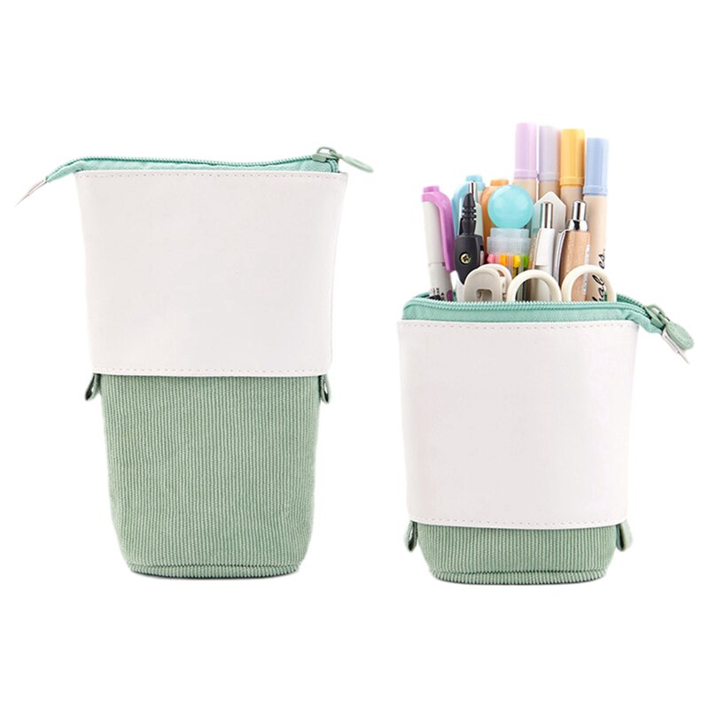 Retractable Pencil Case Sequins Rainbow Large Capacity Multi Pockets School Stationery Bag Pen Case Canvas Pen Holder