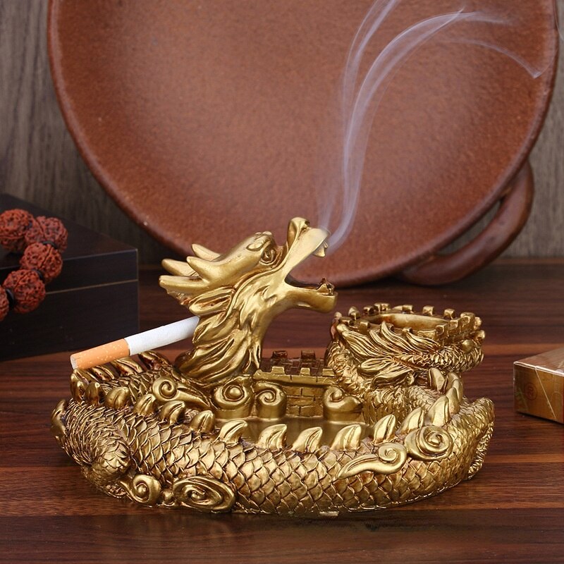 Europese Stijl Retro Creatieve Lade Dragon Elanden Leeuw Asbak Hars Ash Tray Woonkamer Home Office Decoratie Ornamenten