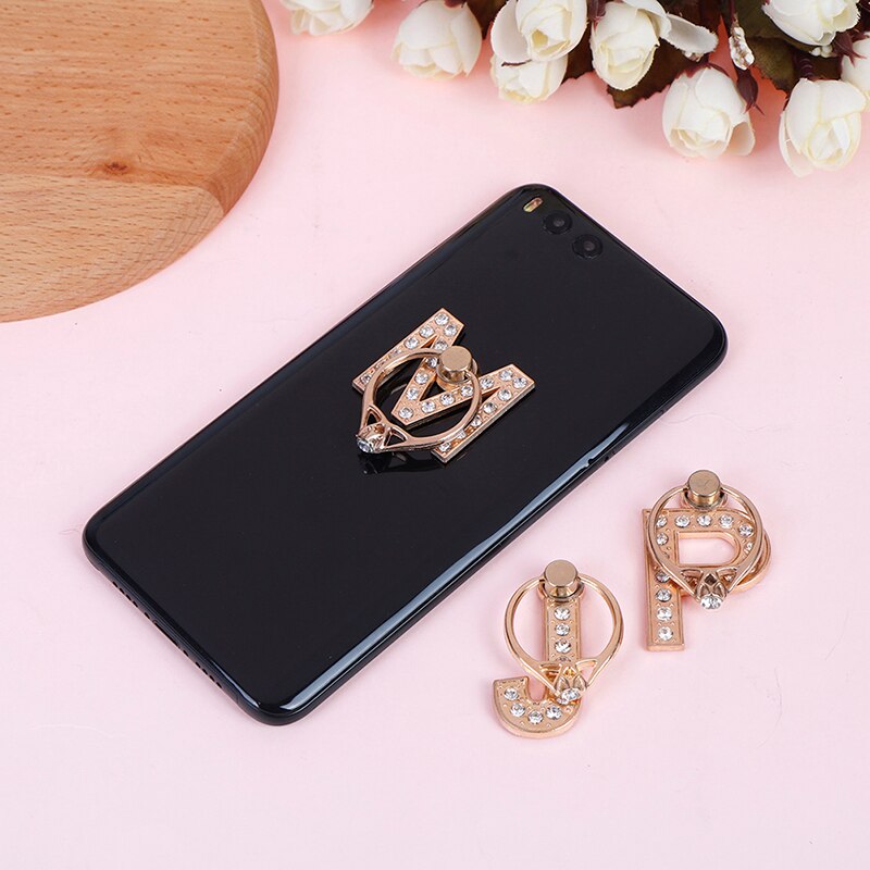 1 ud. 360 grados diamante Metal letra A-Z dedo anillo soporte para Smartphone teléfono móvil titular para iPhone 6S 7 8