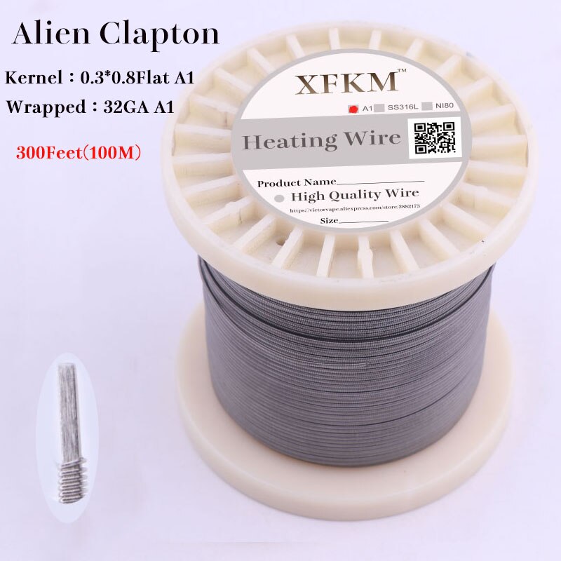 XFKM 300Feet(100M)/roll Alien Clapton Tiger Fused Wire heating wire for RDA RBA Rebuildable Atomizer Vaporizer coils: 0.3 0.8 alien 100m