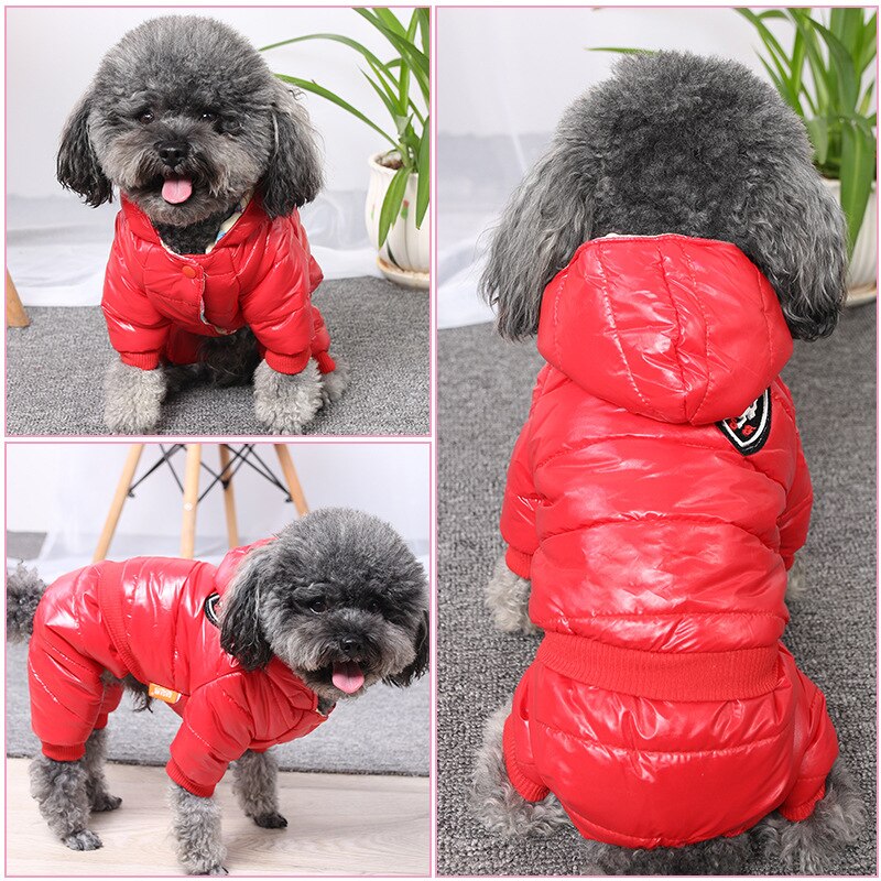 Mono de algodón de cuatro mangas para perro y gato, Parkas de colores puros,