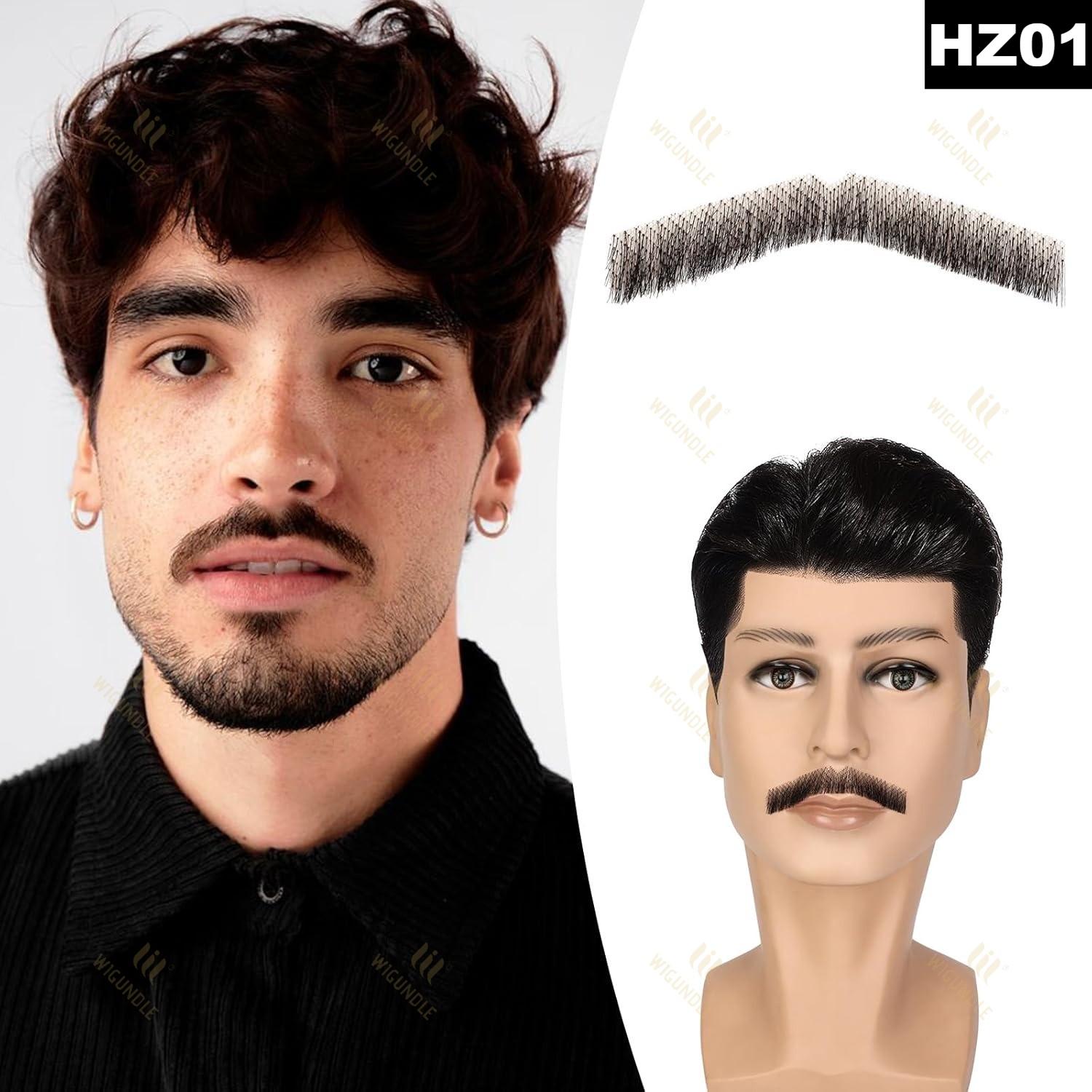 Fantasia de cavanhaque falso, cabelo facial, barba realista, bigode com fita adesiva, cabelo humano, renda, barba para halloween, festa de natal: #13