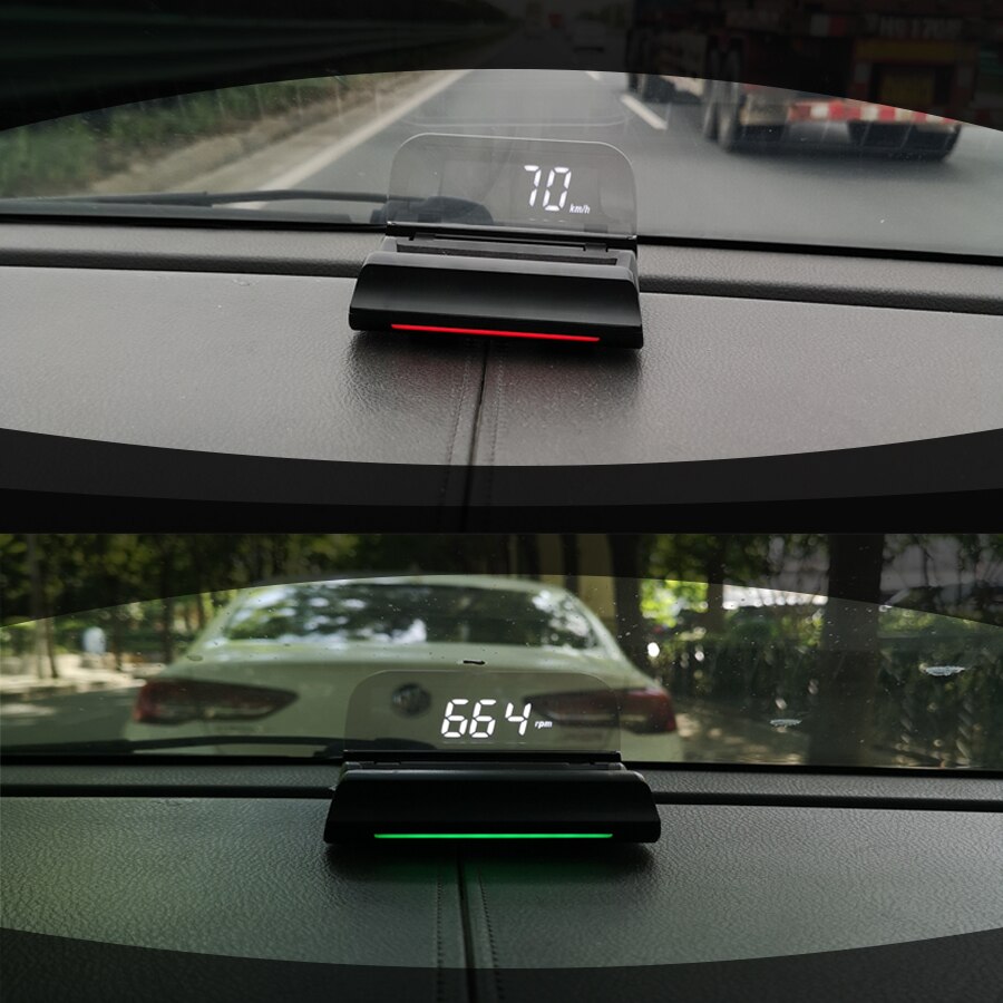 obd HUD Head Up Display 4K+ HD Display Speedometer Water Temperature RPM With Ambient Light Overspeed Warning Voltage OBDII KM/H