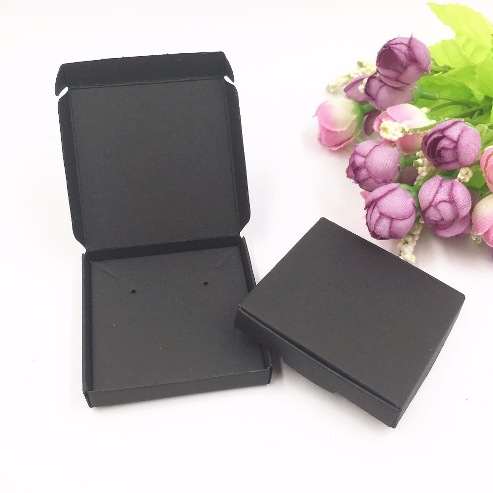 Caixa de papel para pingente/brinco/colar, 50 conjuntos de joias exposições de jóias conjunto de caixa de embalagem de presente casamento 6*6*1cm