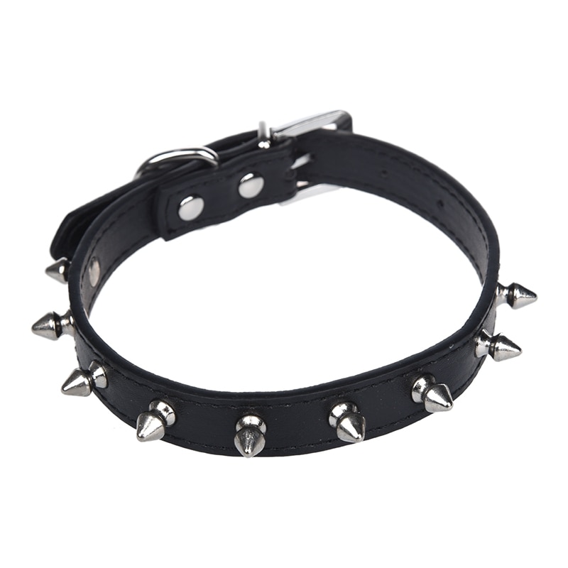 Hondenhalsband met studs, pu-leer, zwart, maat m: Default Title