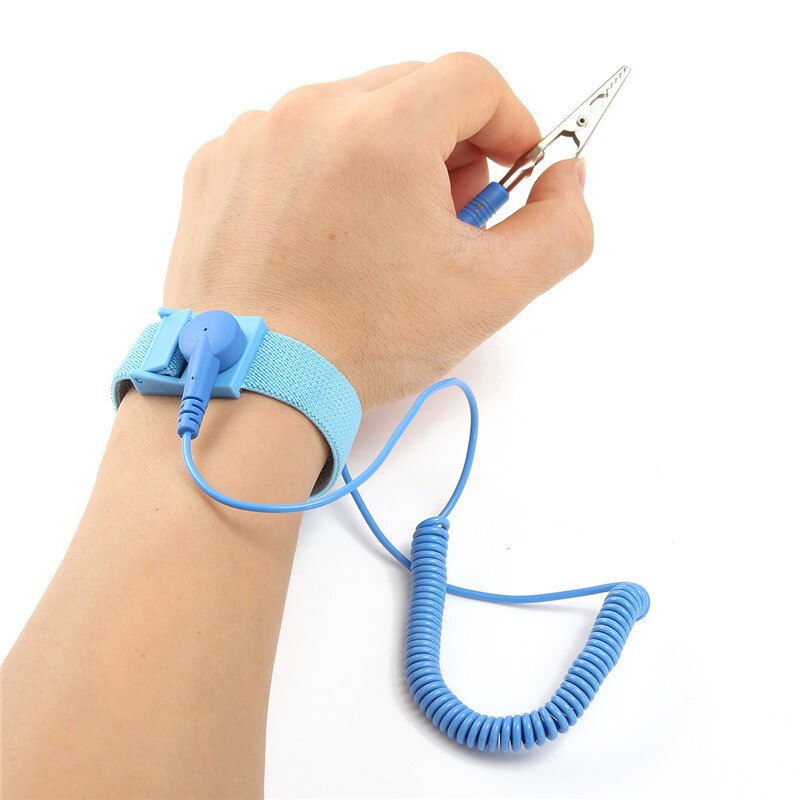 2pcs Adjustable Anti Static Bracelet Electrostatic ESD Discharge Cable Reusable Wrist Band Strap Hand With Grounding Wire