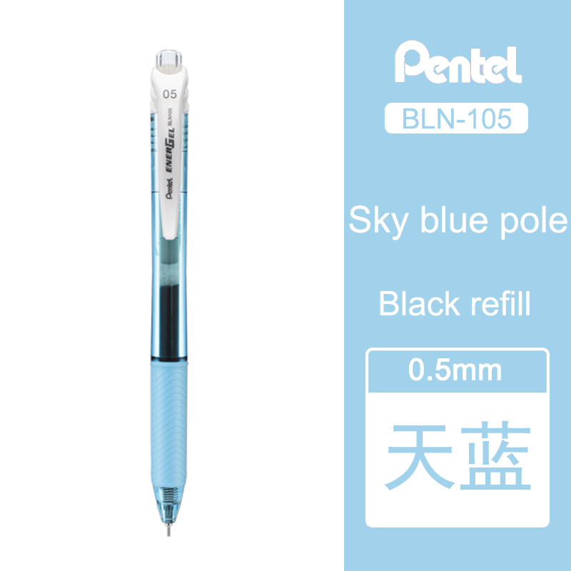 Bolígrafo de Gel líquido Pentel EnerGel BLN105, bolígrafo de secado rápido de 0,5mm, prensa Rollerball, punta de aguja de Metal, papelería escolar japonesa, 1 Uds.: Negro