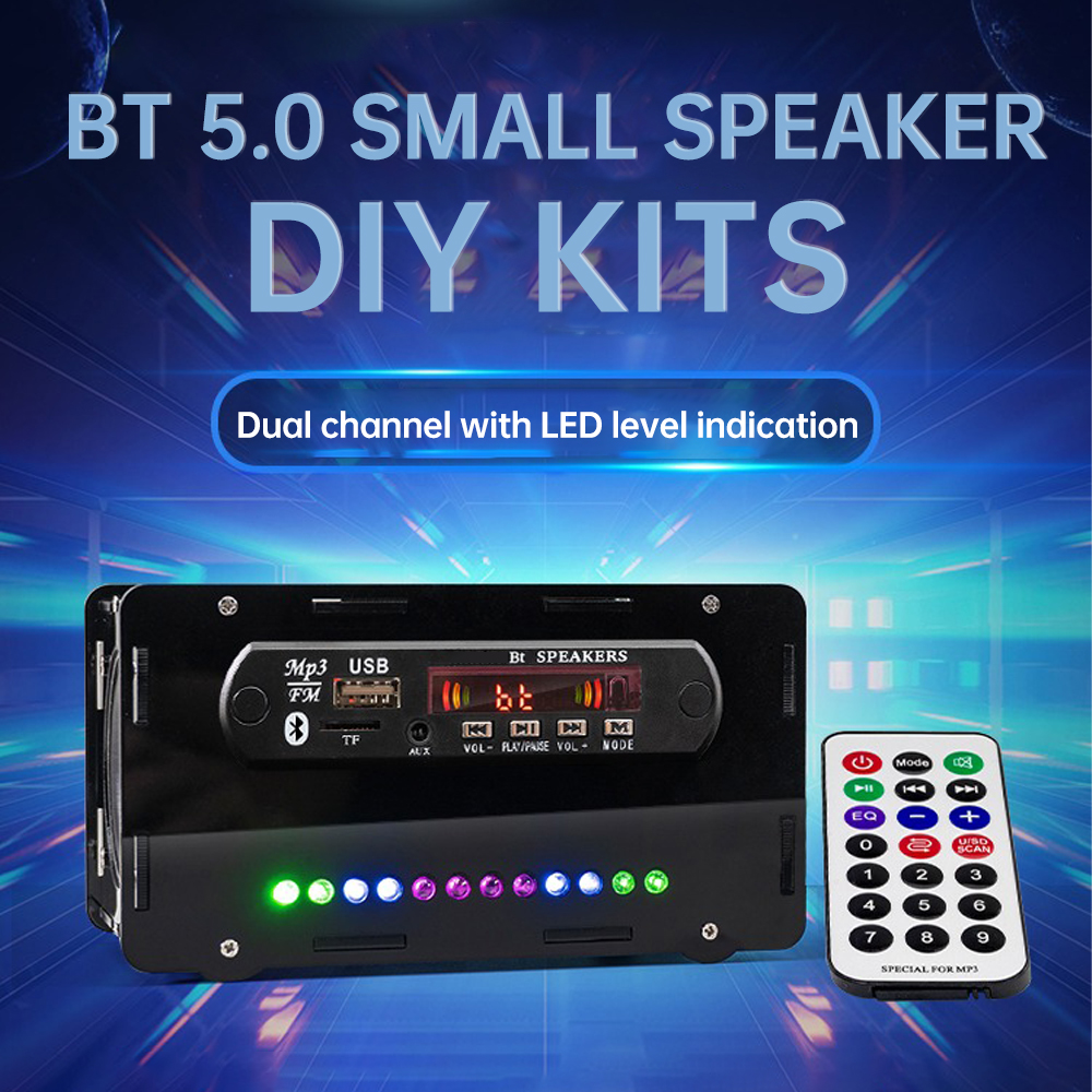 Componentes electrónicos de Radio FM, Kit DIY, receptor Bluetooth 5,0, altavoz, 2x3W, altavoces basados en tarjetas, indicadores de nivel LED, Kit DIY