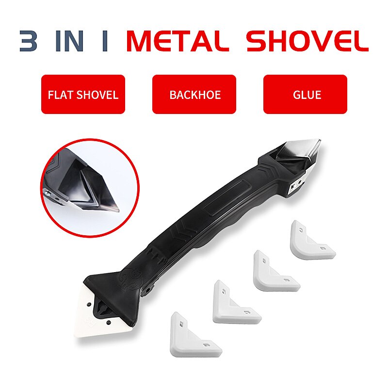 3 in 1 silicone sealant removal tool kit combination scraper caulking mold smooth finishing scraper grouting removal useles: Blue