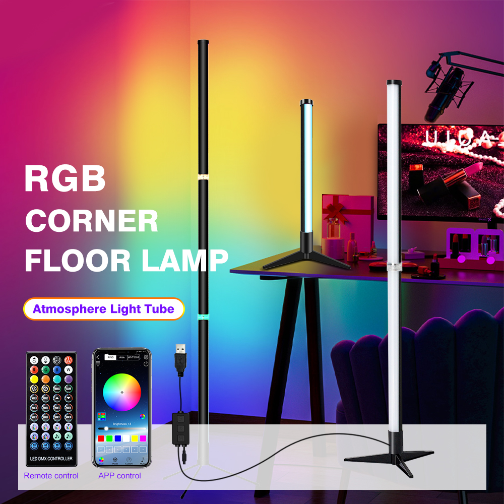 Indendørs gulvstående omgivende lys dæmpbar rgb led moderne atmosfære belysning soveværelse stue dekoration beslag lys