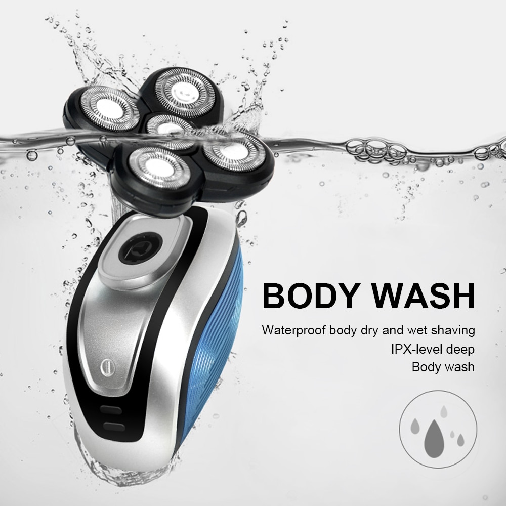 Electric Skull Razor 4 In1 Bald Head Shaver Waterproof 5D Electric Rotary Razor for Men Grooming Kit Beard Body Trimmerl